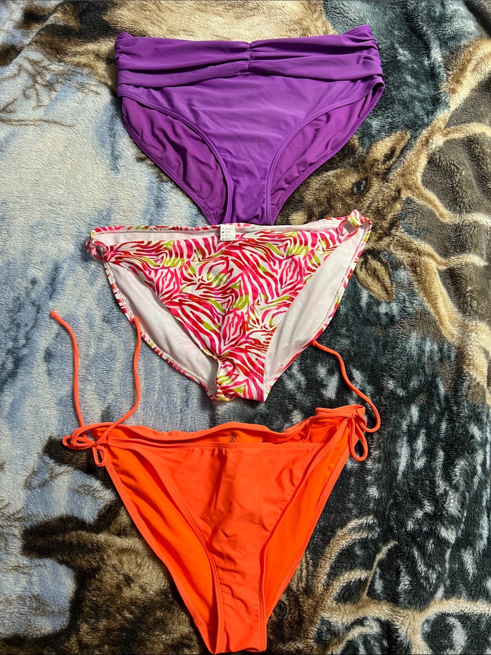 La Vie En Rose Women’s Bikini Bottoms — Purple, Pink Multi & Orange